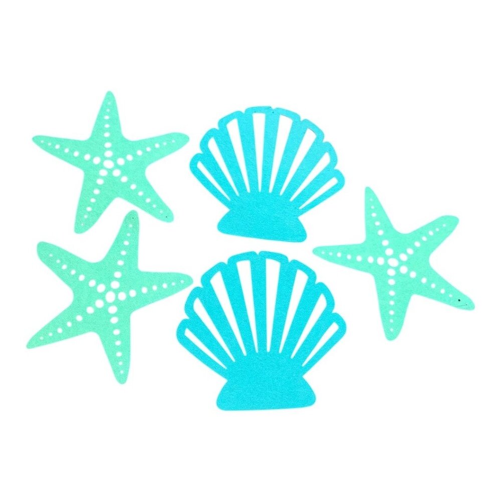 Tropical Beach Decor 2~Seashell Felt Cutouts 15"x15" 3~Teal Starfish & 14"x14"